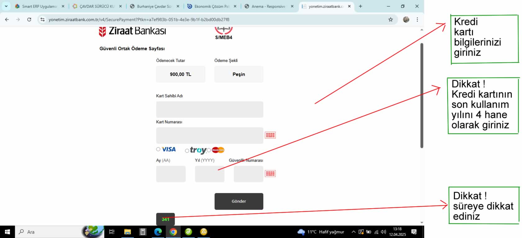 E-sınav ücreti kredi kartı ile nasıl yatırılır
